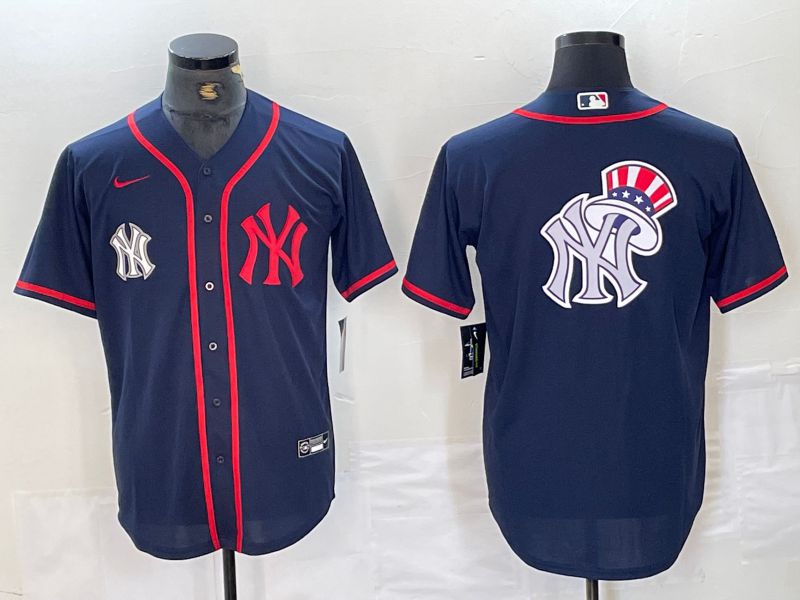 Men New York Yankees Blank Blue Third generation joint name Nike 2024 MLB Jersey style 20